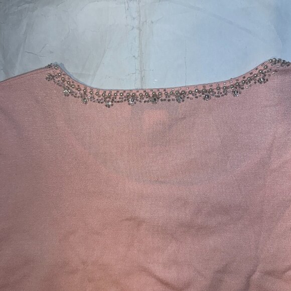 Vintage Judith Hart Pink Beaded Pullover Sweater - L Silk Blend Scoop Neck - Picture 5 of 5
